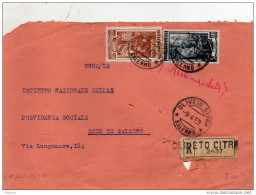 1952 LETTERA RACCOMANDATA CON ANNULLO OLIVETO CITRA SALERNO - 1946-60: Storia Postale