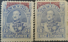 OH) 1892 ECUADOR,  FLORES SCT 015 20c Ultramarine, FRANQUOE OFICIAL, OVERPRINT IN RED, EXCELLENT CONDITION - Ecuador