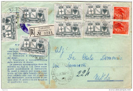 1958  LETTERA  RACCOMANDATA CON ANNULLO TARANTO - 1946-60: Storia Postale