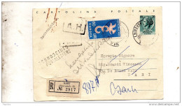 1958 CARTOLINA CON ANNULLO BARI - 1946-60: Storia Postale