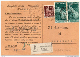 1947 CARTOLINA CON ANNULLO MONSELICE - 1946-60: Marcofilie