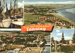 72052837 Toenning Nordseebad Fischkutter Kirche Fliegeraufnahme Toenning - Andere & Zonder Classificatie