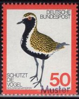 GERMANY(1976) Golden Plover. MUSTER (specimen) Overprint. Protection Of Birds. Scott No 1222, Yvert No 750. - Otros & Sin Clasificación