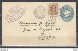Brief Van Bruxelles 1 Brussel Naar Liege G.Gelli - 1922-1927 Houyoux