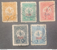 TURKEY OTTOMAN العثماني التركي Türkiye 1908 SERVICE OVERPRINTED STAMPS OF 1908 CAT UNIF 35/39 - Used Stamps