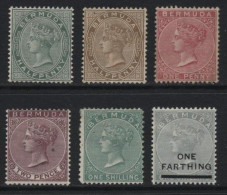 Bermuda (B01) 1865-1901.Queen Victoria Definitives. 6 Values. Mint. Hinged. - Bermudes