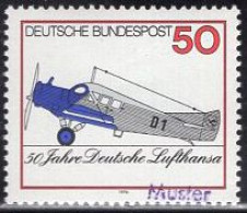 GERMANY(1976) Junkers F-13. MUSTER (specimen) Overprint. Lufthansa 50th Anniversary. Scott No 1207. - Autres & Non Classés