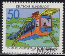 GERMANY(1976) Wuppertal Suspension Train. MUSTER (specimen) Overprint. Scott No 1210. - Andere & Zonder Classificatie