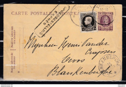 Expres Postkaart Van Thielt Naar Blankenberghe (Telegraafstempel) - 1922-1927 Houyoux