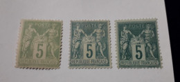 Lot De 3 Timbres Type Sage Vert 5 Centimes Neufs - 1876-1898 Sage (Type II)