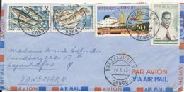 Congo  Brazzaville Air Mail Cover Sent To Denmark 20-3-1965 Topic Stamps - Usati