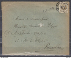 Brief Van Charleroi 1B Naar Bruxelles Met Langstempel Forchies - 1922-1927 Houyoux