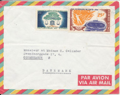 Congo Air Mail Cover Sent To Denmark  Brazzaville 1964 ??? - Used
