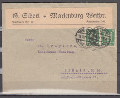 DR 1924,Mi. 356 2x Auf Brief Mit Stempel Marienburg (Westpr) Nach Berlin(D3815) - Briefe U. Dokumente