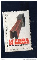 1933 14°FIERA DI MILANO - Erinnofilie