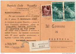 1947 CARTOLINA CON ANNULLO MONSELICE - 1946-60: Marcofilia