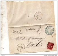 1884  LETTERA CON ANNULLO CORNUDA TREVISO   + ASOLO - Marcophilia