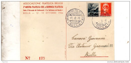 1946 CARTOLINA CON ANNULLO SPECIALE 2 MOSTRA FILATELICA BIELLA - 1946-60: Storia Postale