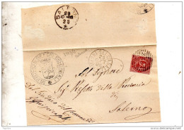 1886  LETTERA CON ANNULLO GIFFONI SEI CASALI SALERNO - Marcophilie