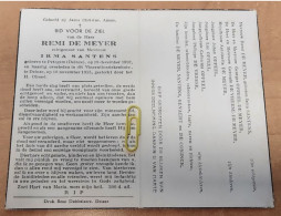 DP - Remi De Meyer - Santens - Petegem Deinze 1897 - 1955 - Obituary Notices