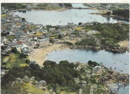 22. PLOUMANAC'H.  CPSM. VUE AERIENNE.  PLAGE ST GUIREC.  AU FOND LE PORT - Ploumanac'h