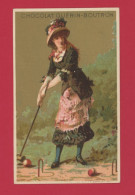 Chocolat Guérin Boutron, Jolie Chromo Lith. Vallet Minot, Jeune Femme élégante, Le Croquet - Guerin Boutron