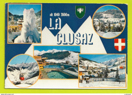 74 LA CLUSAZ N°119 En 5 Vues Télécabine Piscine Skieurs VOIR DOS Et Flamme De 1975 - La Clusaz