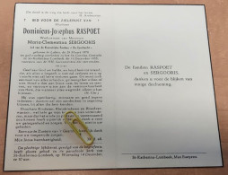 DP - Dominicus Raspoet - Sergooris - Laken 1876 - ST-Katherina-Lombeek 1955 - Fanfare De Eendracht - Obituary Notices