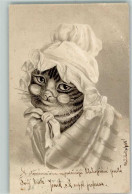 13169021 - Praegedruck Lithographie Katze Mit Brille AK - Andere & Zonder Classificatie