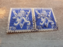 Belgique - Lion - Grand V - 1f.75 - Bleu Foncé - Double Oblitérés - Année 1945 - - Used Stamps