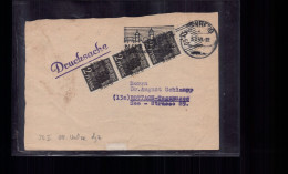 Drucksache All. Besetzung - Dreierstreifen + Rand MiNr 36 I OR Walze - 1948 - Briefe U. Dokumente