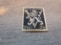 Belgique - Lion - Grand V - 3f.50 - Bleu Noir - Oblitéré - Année 1945 - - Used Stamps