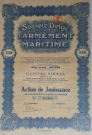 Société Belge D'armement Maritime - 1922 - Anvers - Action De Jouissance - Navigation