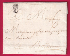 MARQUE L COURONNE LIMOGES HAUTE VIENNE 1765 POUR BORDEAUX LENAIN N°7 INDICE 17 LETTRE - 1701-1800: Precursori XVIII