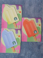 GIFT CARD - STARBUCKS - CZECH REPUBLIC - SET OF 3 CARDS - ICE CREAM - Tarjetas De Regalo