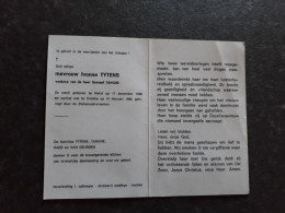 Ivonne Tytens ° Heist 1906 + Knokke 1986 X Gustaaf Tanghe (Fam: Raes - Van Deursen) - Avvisi Di Necrologio