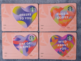 GIFT CARD - STARBUCKS - CZECH REPUBLIC - 0463 - SET OF 4 CARDS - ORANGE VALENTINE SET - Tarjetas De Regalo