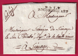 MARQUE P81P ROCHECHOUART HAUTE VIENNE TEXTE MAIRIE LES SALLES LAVAUGUYON POUR LIMOGES SIGNE MATHIEU LETTRE - 1801-1848: Précurseurs XIX