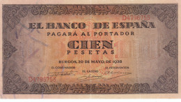 CRBS1216 BILLETE ESPAÑA 100 PESETAS 1938 MBC - Autres & Non Classés