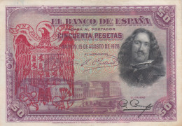 CRBS1228 BILLETE ESPAÑA 50 PESETAS 1928 RESELLADO MBC- - Otros & Sin Clasificación