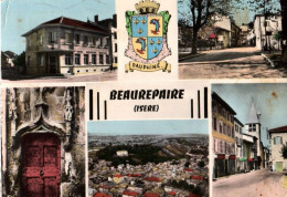 RECTO/VERSO - CPA - BEAUREPAIRE - MULTIVUE - VUE AERIENNE - LA POSTE - EGLISE - RUE - Beaurepaire