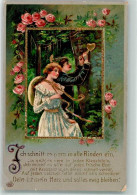 39599721 - Verliebtes Paerchen Schnitzt Ein Herz In Einen Baum Rosen Liebesgedicht Lithographie - Altri & Non Classificati