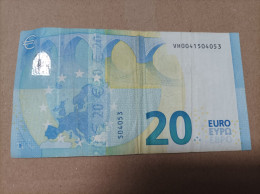 20 Euros De La Tercera Firma Draghi De La VH De España, Numeración Baja VH0041504053, De La Plancha V003 - 20 Euro