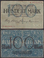 Mannheim 100 Mark 1918 Badische Bank   (32802 - Sonstige & Ohne Zuordnung