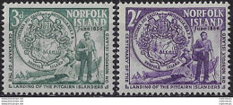 1956 Norfolk Landing Of Pitcairners 2v. MNH SG N. 19-20 - Sonstige & Ohne Zuordnung