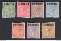 1866 Gibilterra, Stanley Gibbons N. 1/7 - Vittoria Soprastampati - MH* - Altri & Non Classificati