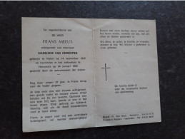 Frans Meeus ° Nijlen 1922 + Herentals 1980 X Madeleine Van Genechten - Obituary Notices