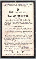 Bidprentje Nederzwalm - Van Den Berghe Omer (1897-1921) - Images Religieuses