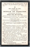 Bidprentje Nieuwerkerken - De Sadeleer Isidoor (1828-1912) - Devotieprenten