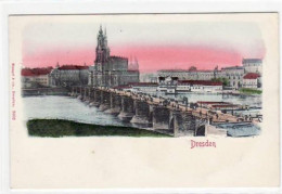 39021821 - Dresden, Reliefkarte Mit Kirche Und Bruecke. Ungelaufen Um 1900 Leicht Stockfleckig, Sonst Gut Erhalten. - Dresden